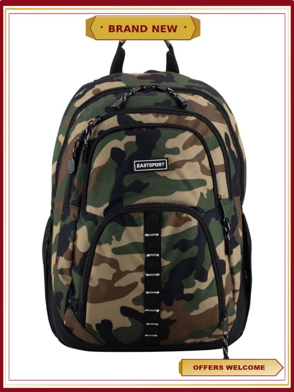 Unisex 17" Backpack with 4 Zipper Compartments, Water-Resistant Bottom, Daisy